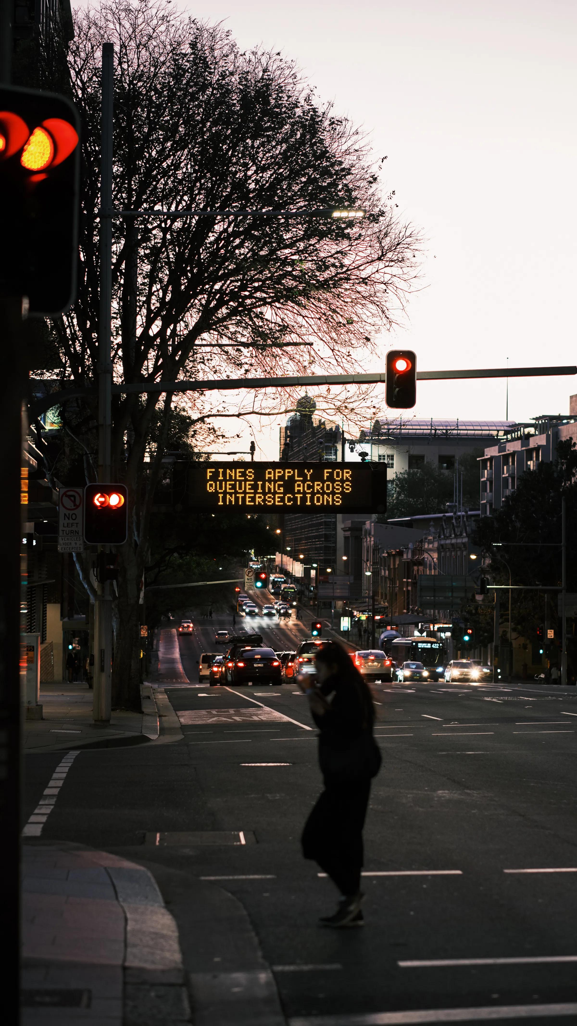 Crossing as the Lights Turn