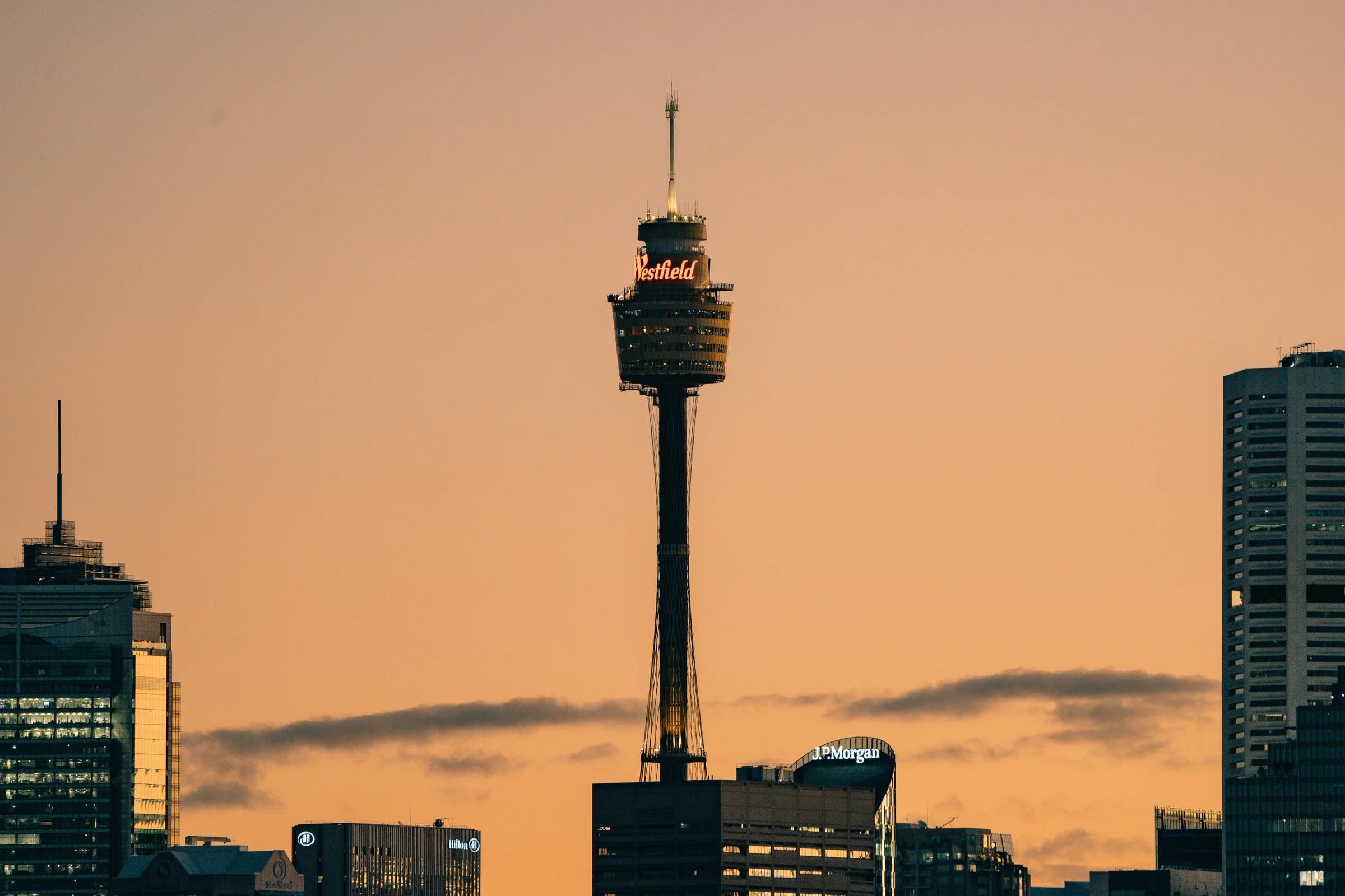 Sydney Tower in Golden Silhouette