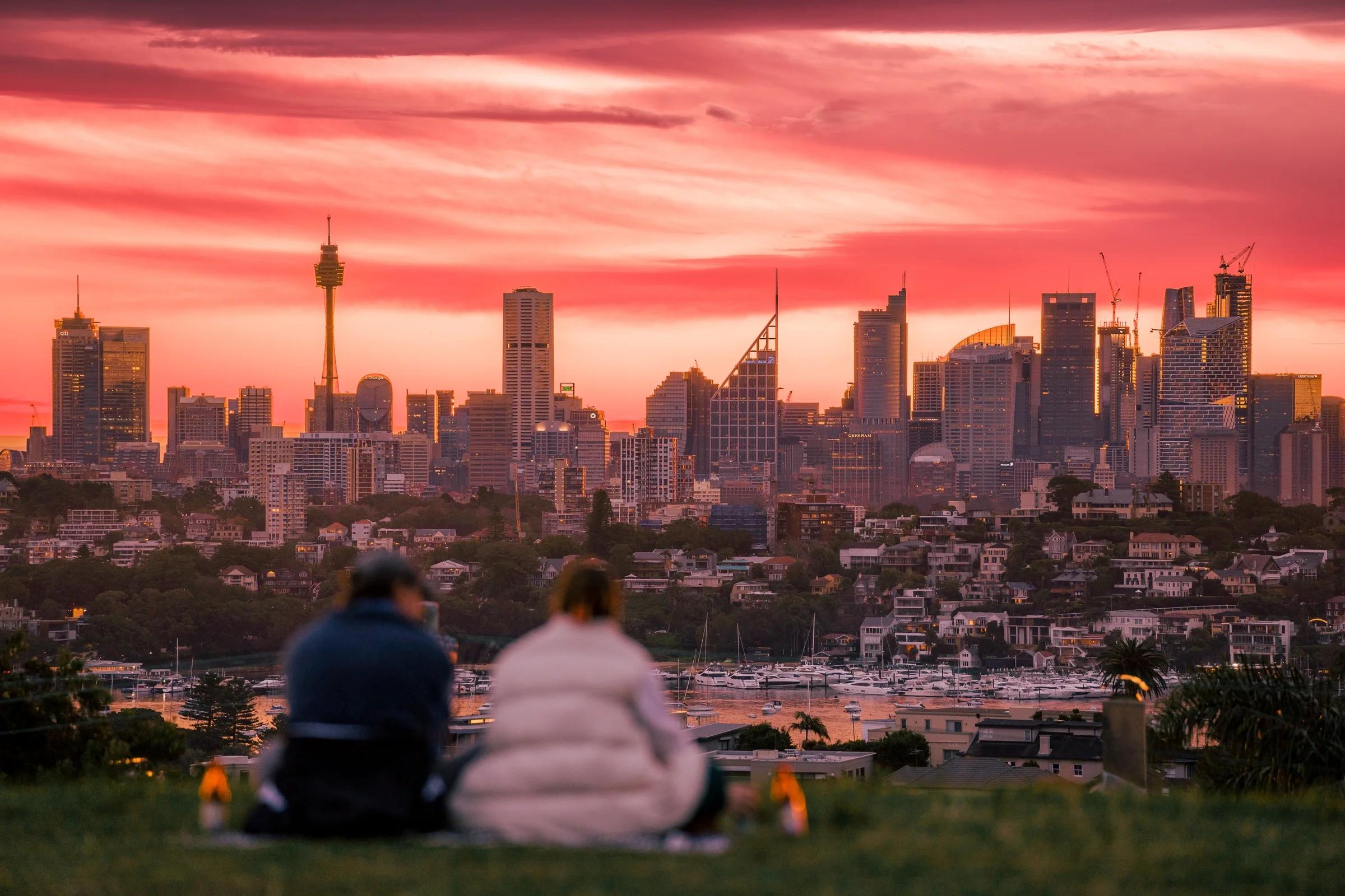 Two Watching Sydney Burn Pink
