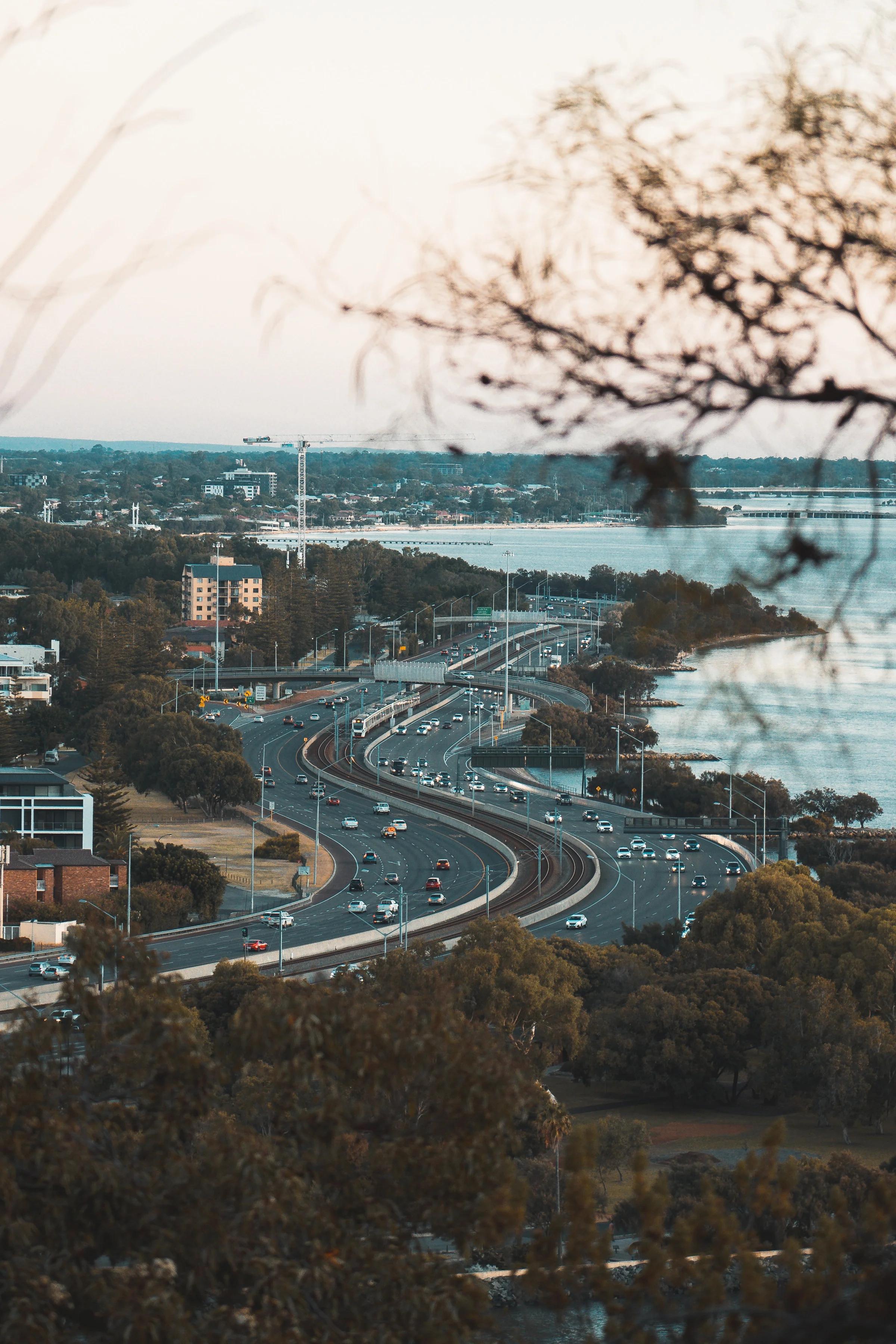 Winding Freeway Along the Shore