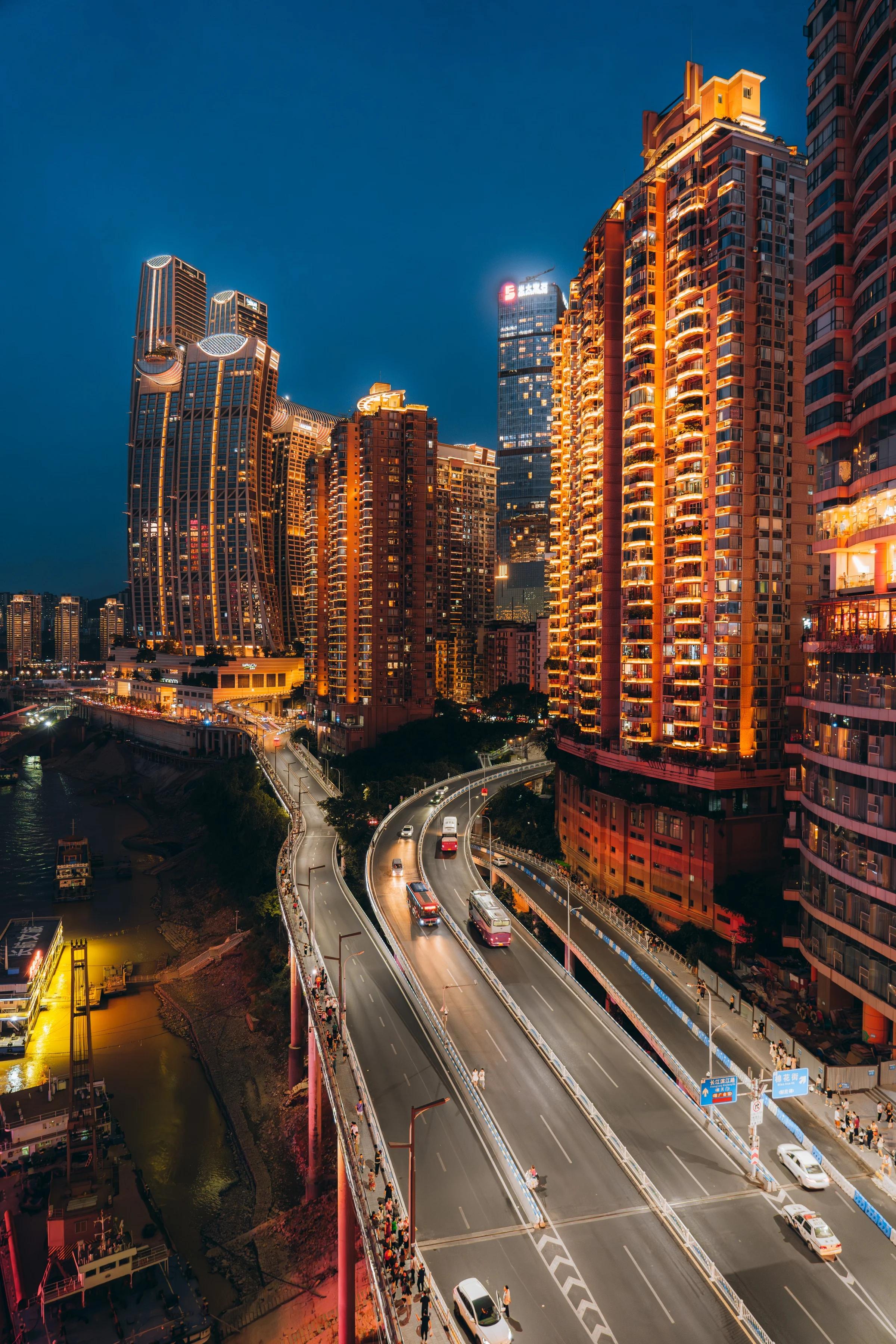 Golden Towers at Blue Hour