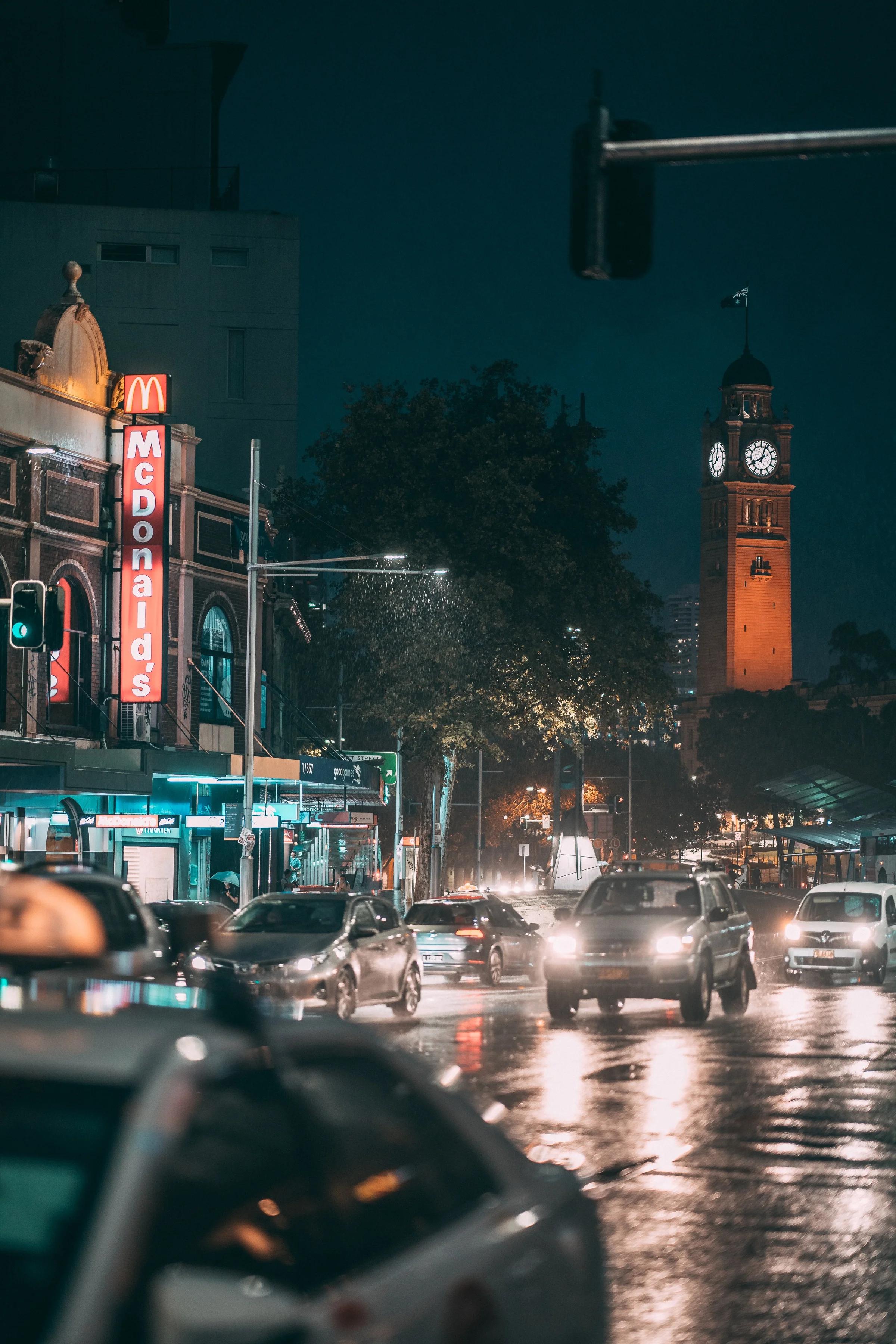 Rainy Night and the Clock Tower