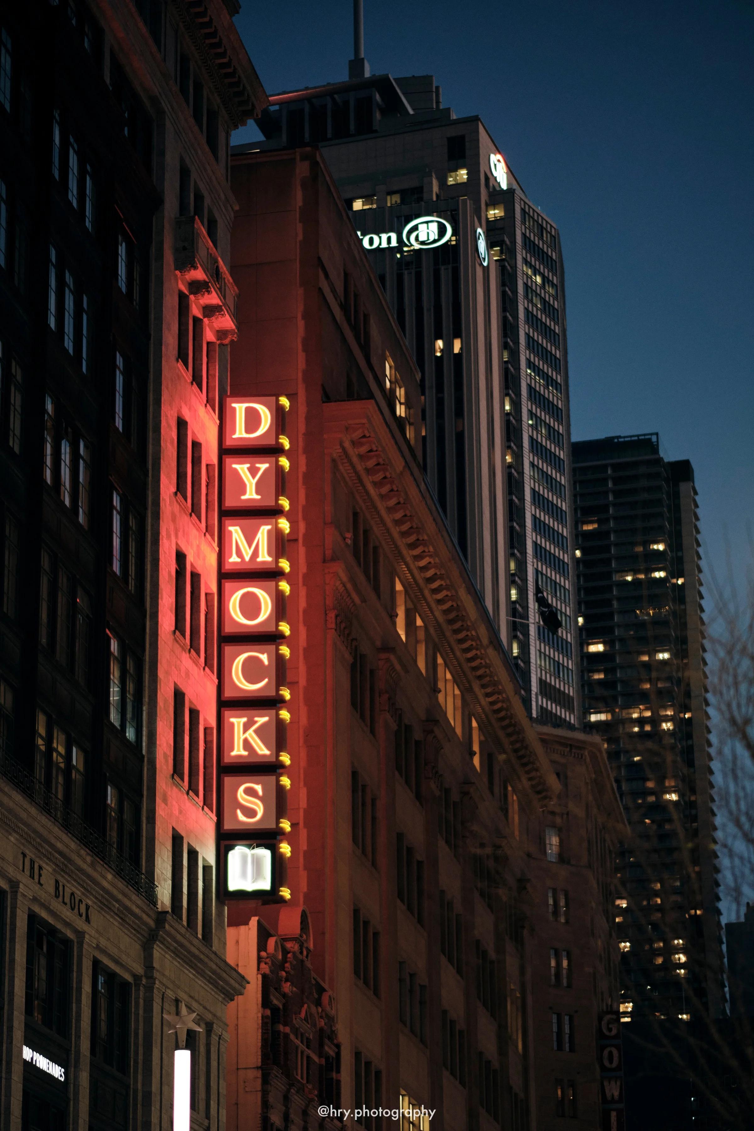 Neon Glow on a Twilight Street