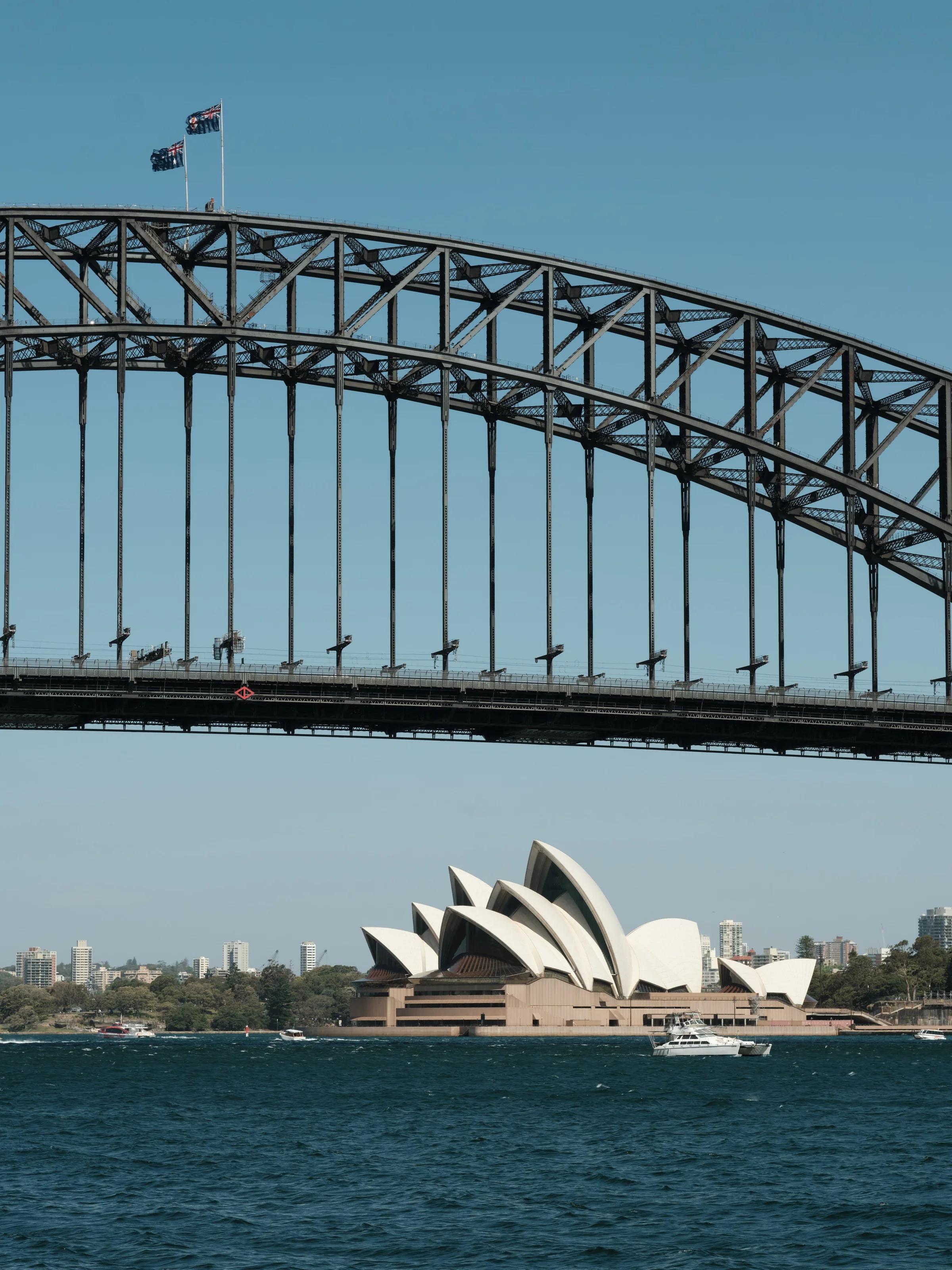 Bridge and Opera House Under Blue Sky