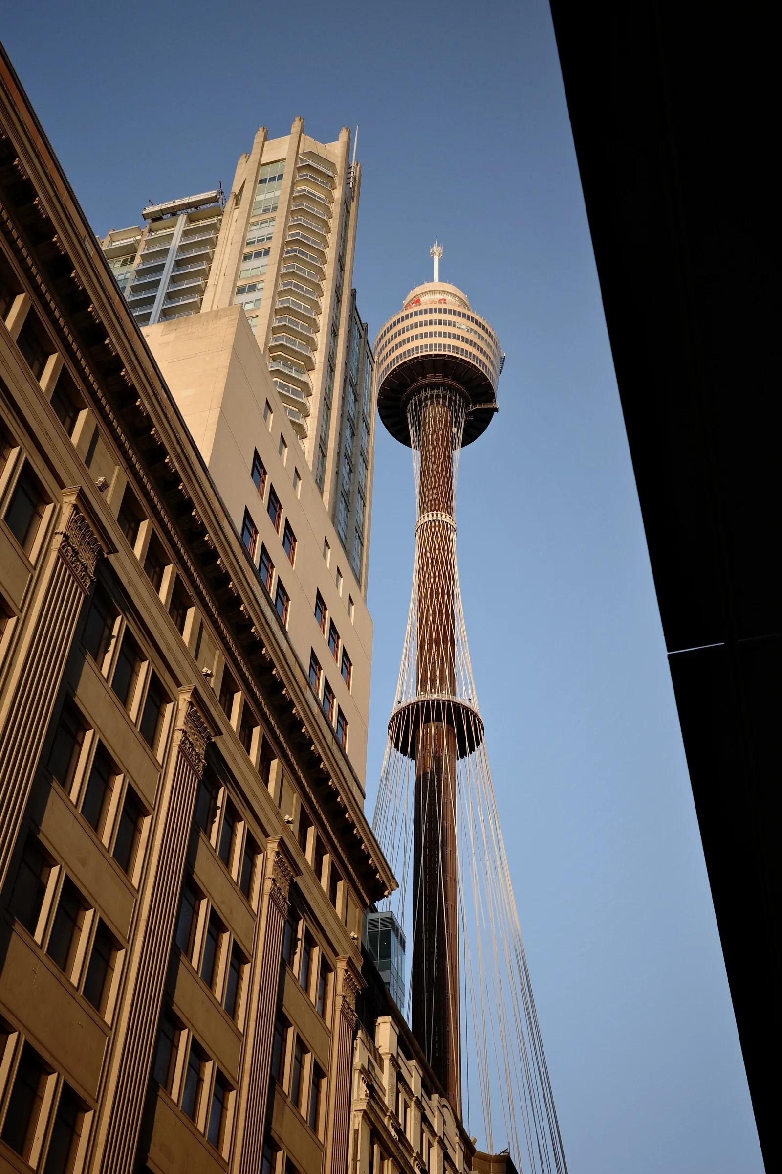 Sydney Tower Rising Between Buildings